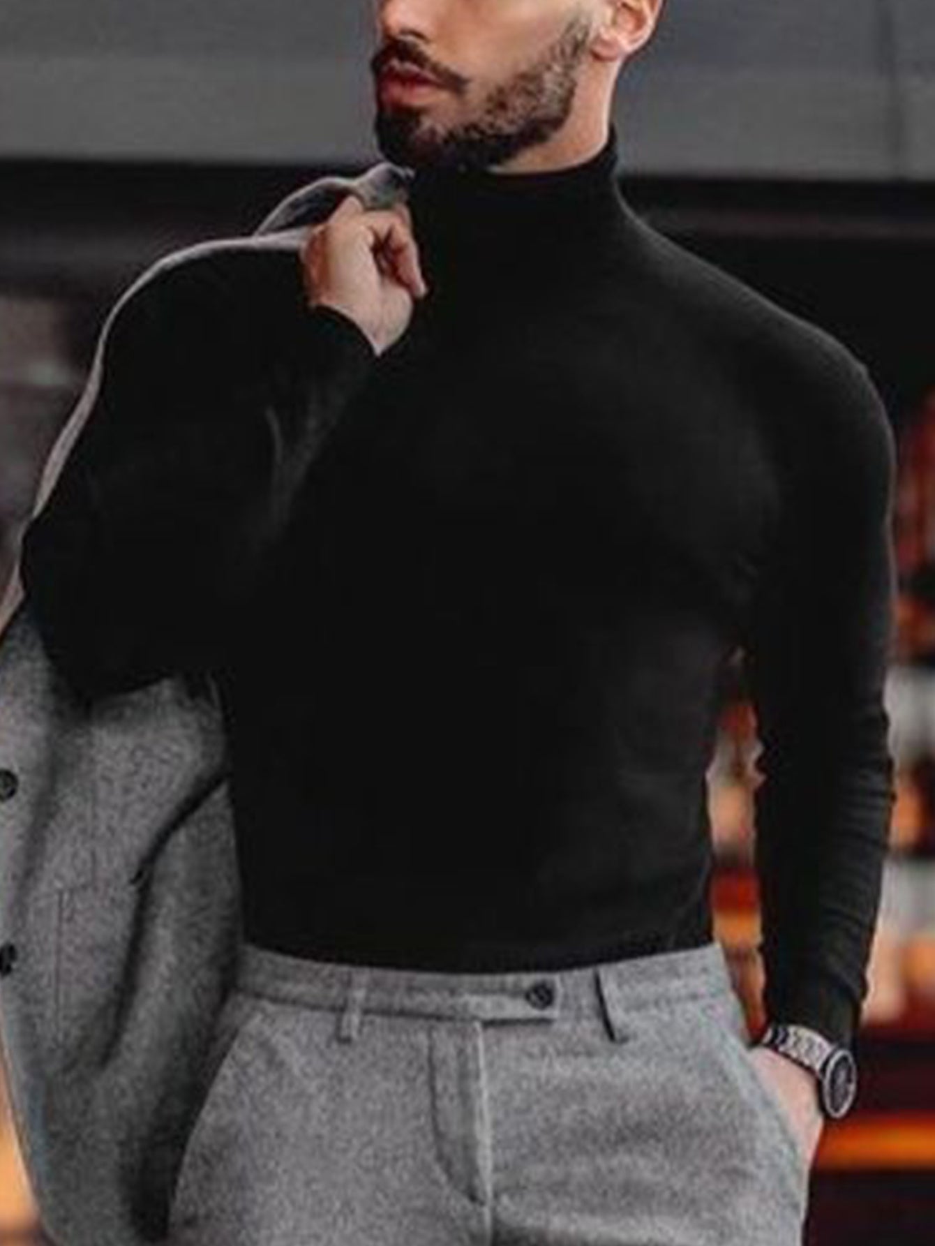 Men's  Long Sleeve Turtleneck Sweater