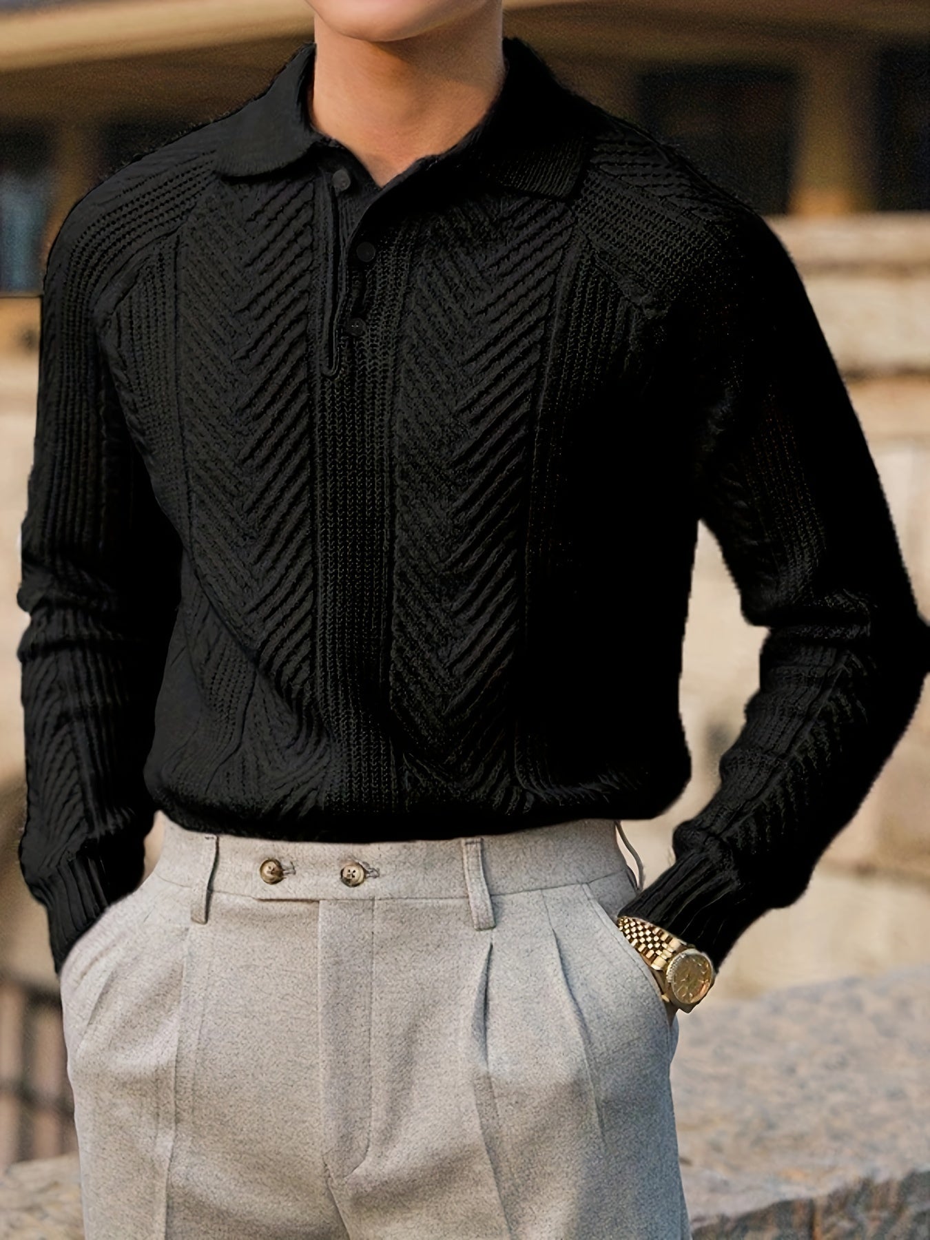 Men's Vintage-Inspired Cable Knit Shirt -