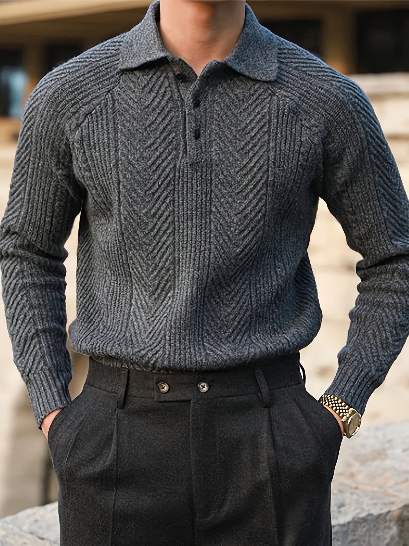 Men's Vintage-Inspired Cable Knit Shirt -