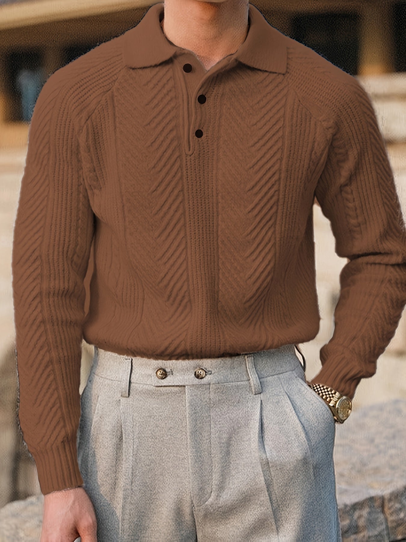 Men's Vintage-Inspired Cable Knit Shirt -