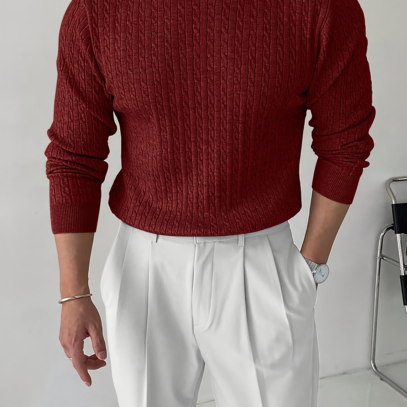 Red Cable Knit Sweater