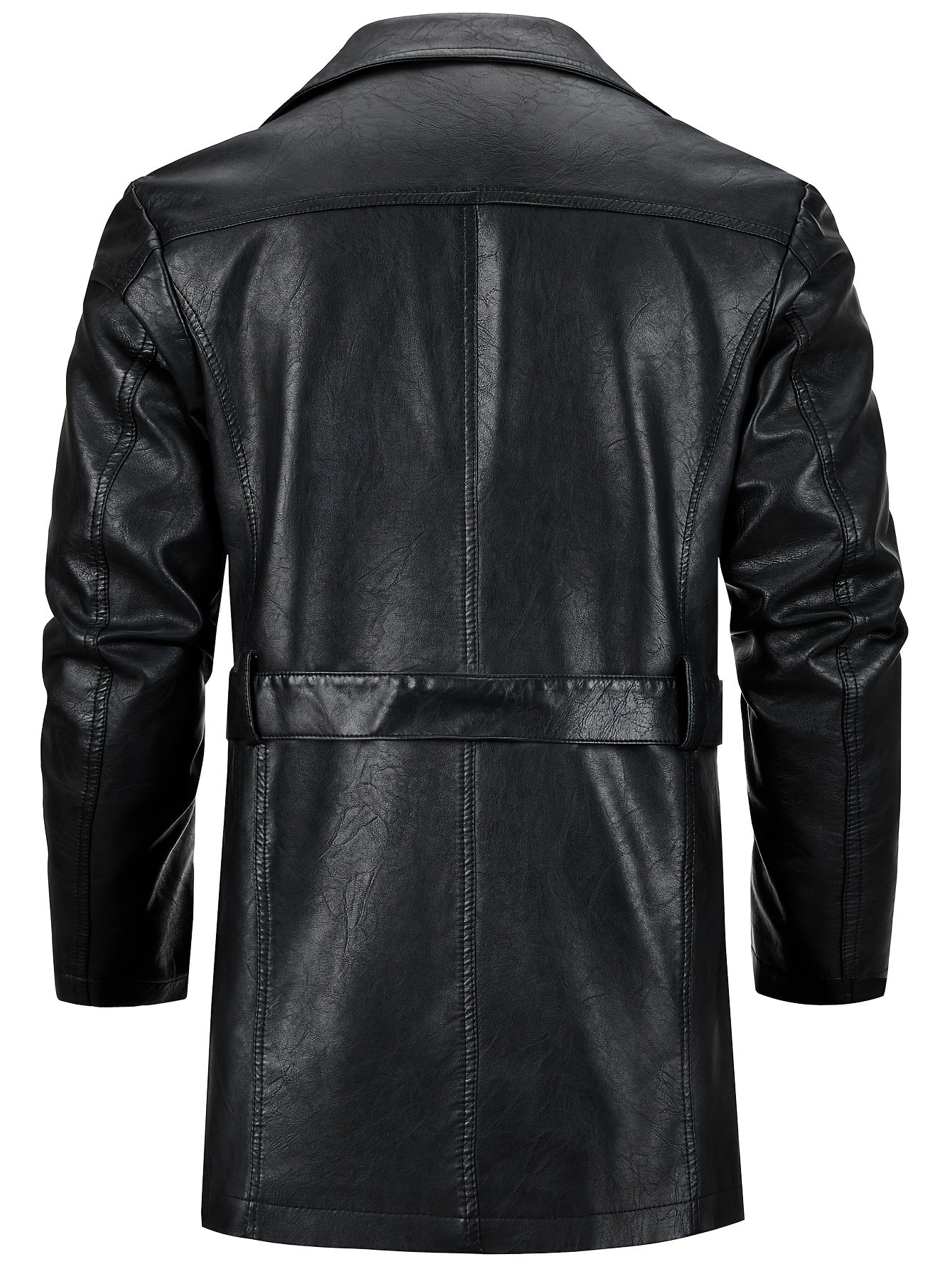 Men's Mid-Length PU Trench Coat