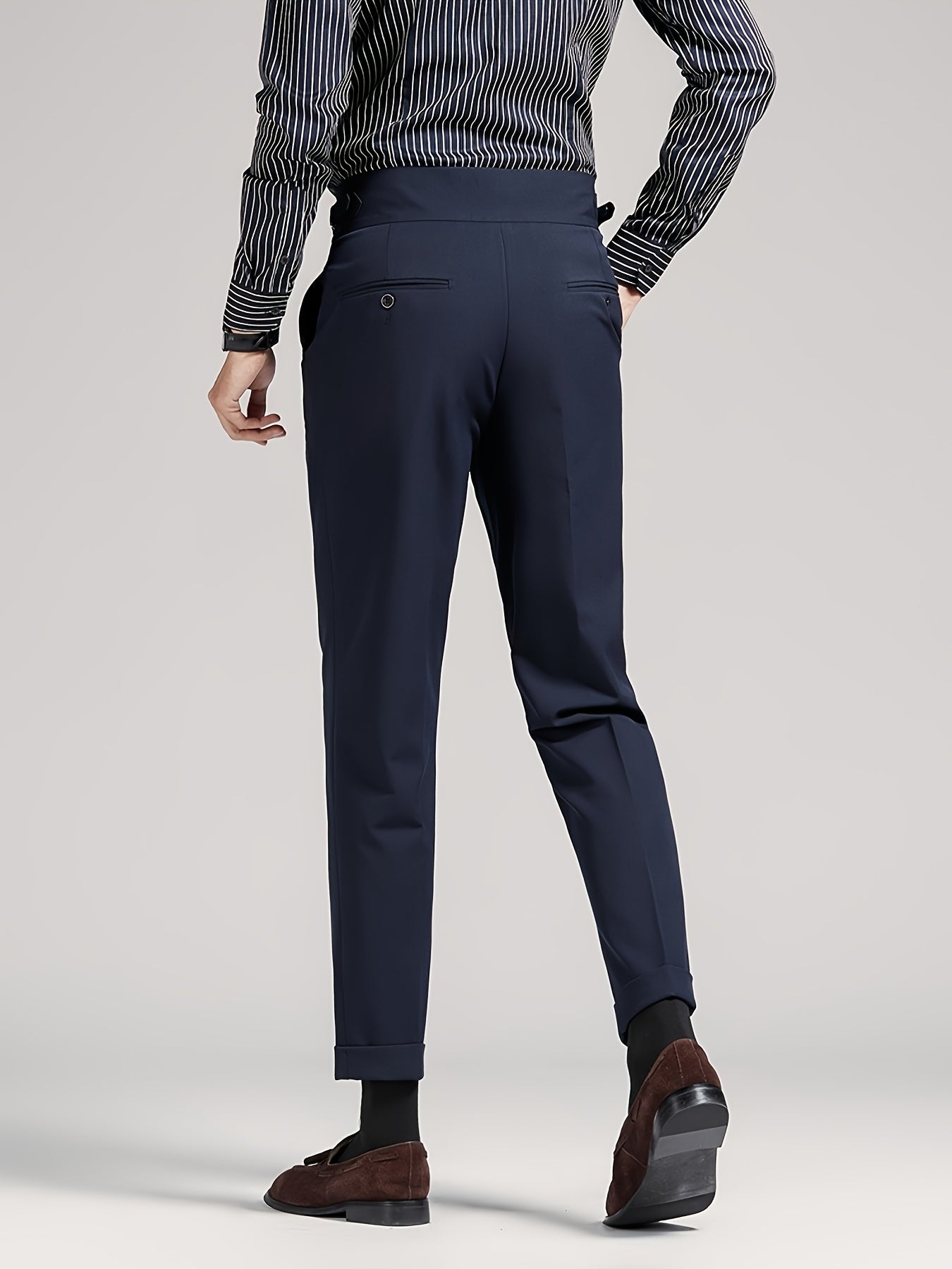 Men's Brown Pleated Dress Pants