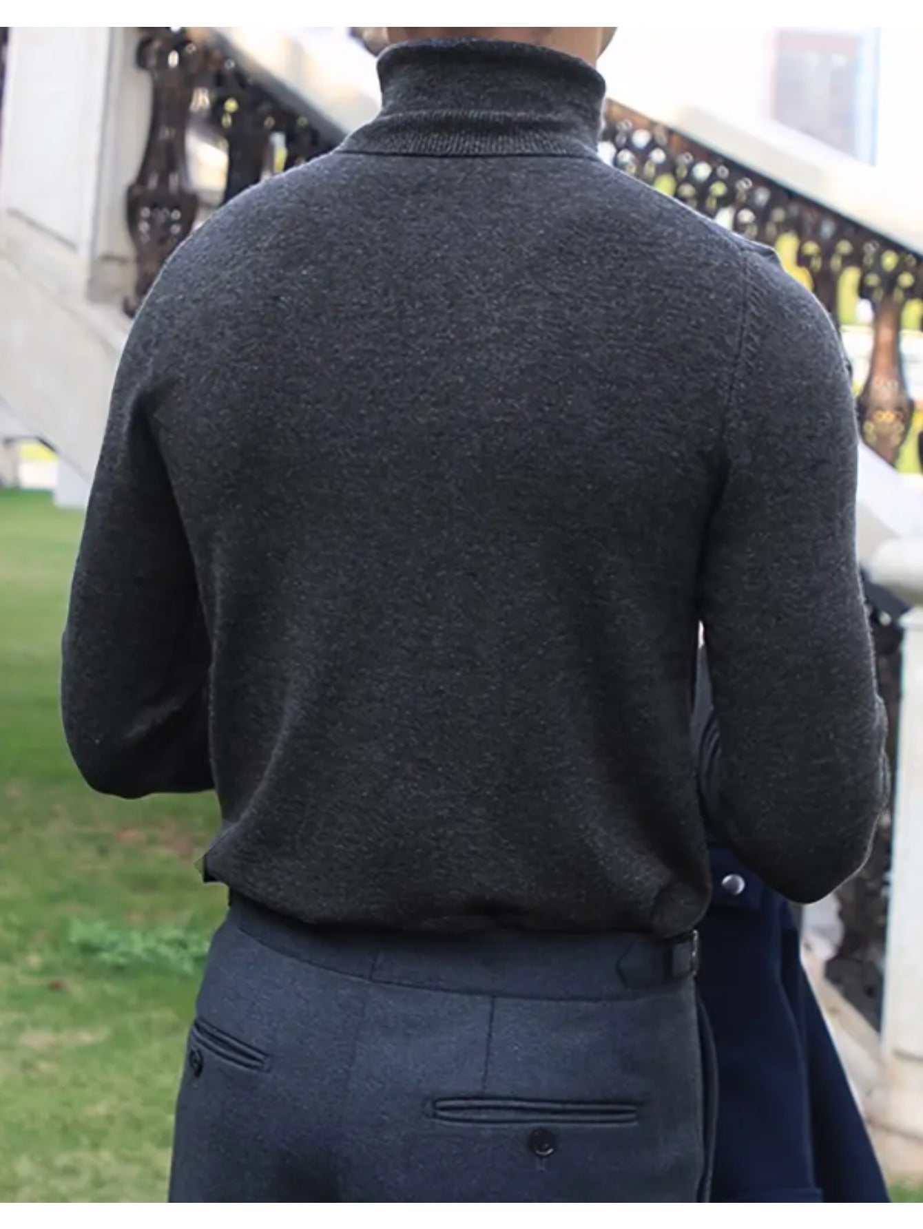 A Men'S Casual Turtleneck Sweater Business Wear.