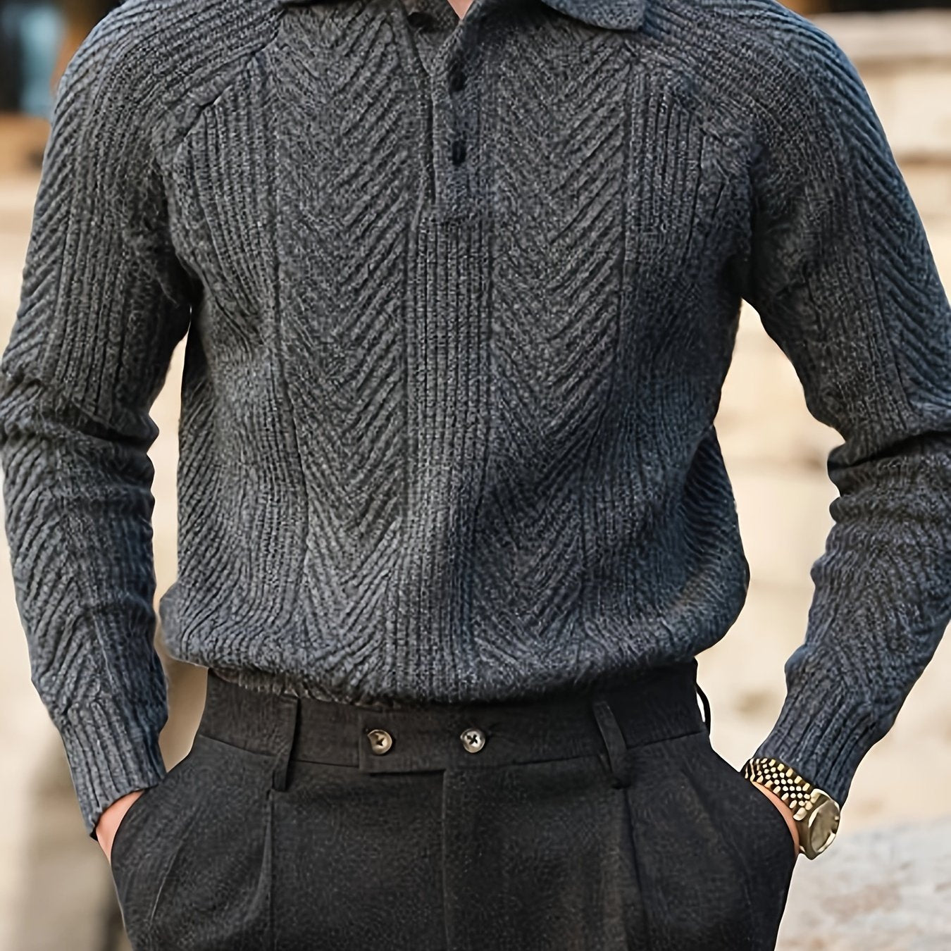 Men's Vintage-Inspired Cable Knit Shirt -