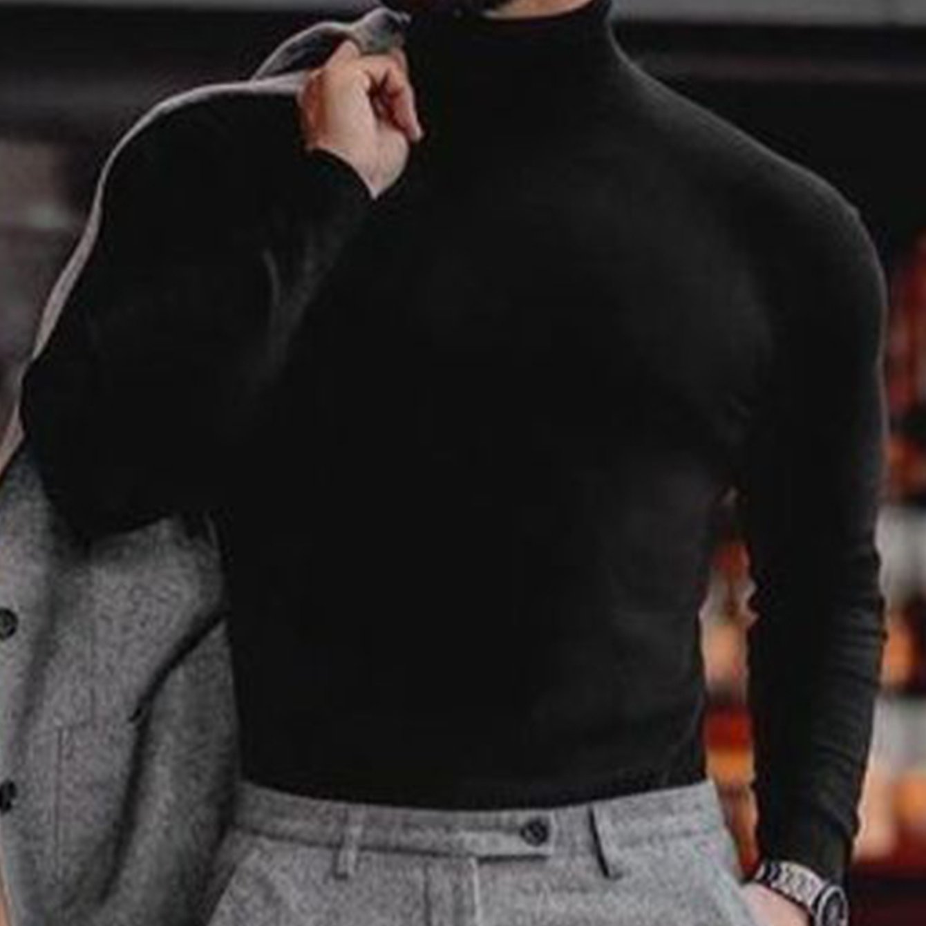 Men's  Long Sleeve Turtleneck Sweater