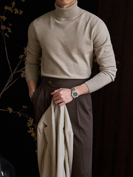 A Men'S Casual Turtleneck Sweater Business Wear.