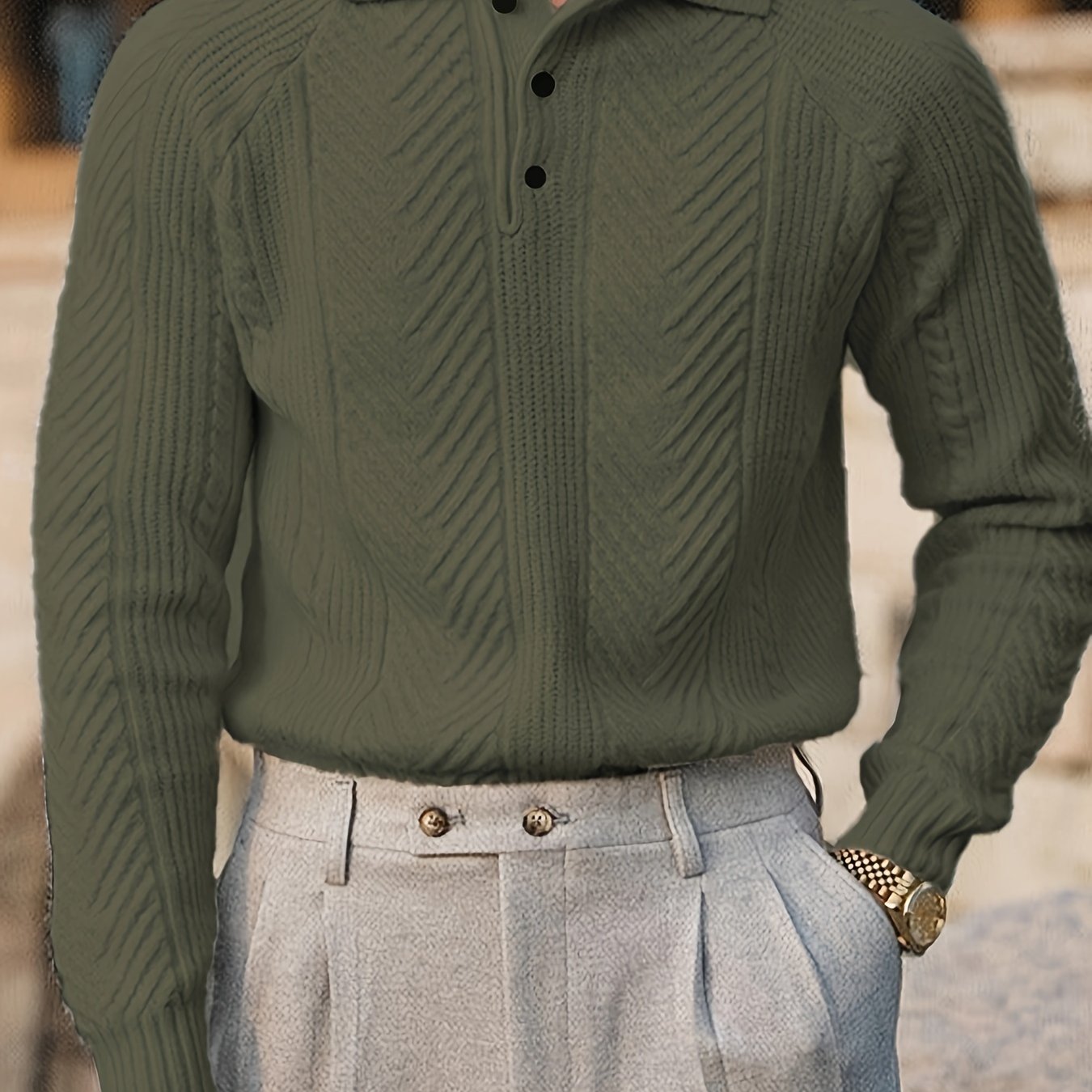 Men's Vintage-Inspired Cable Knit Shirt -