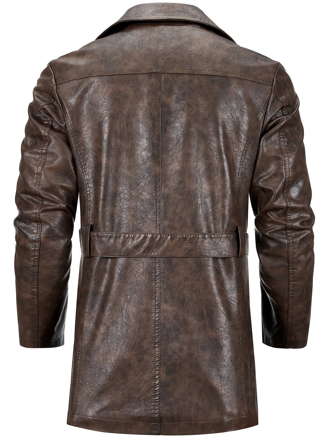 Men's Mid-Length PU Trench Coat