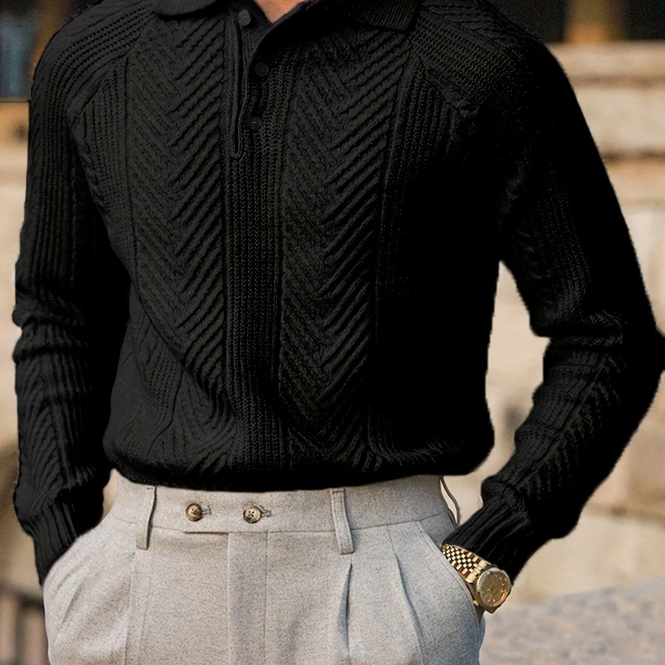 Men's Vintage-Inspired Cable Knit Shirt -