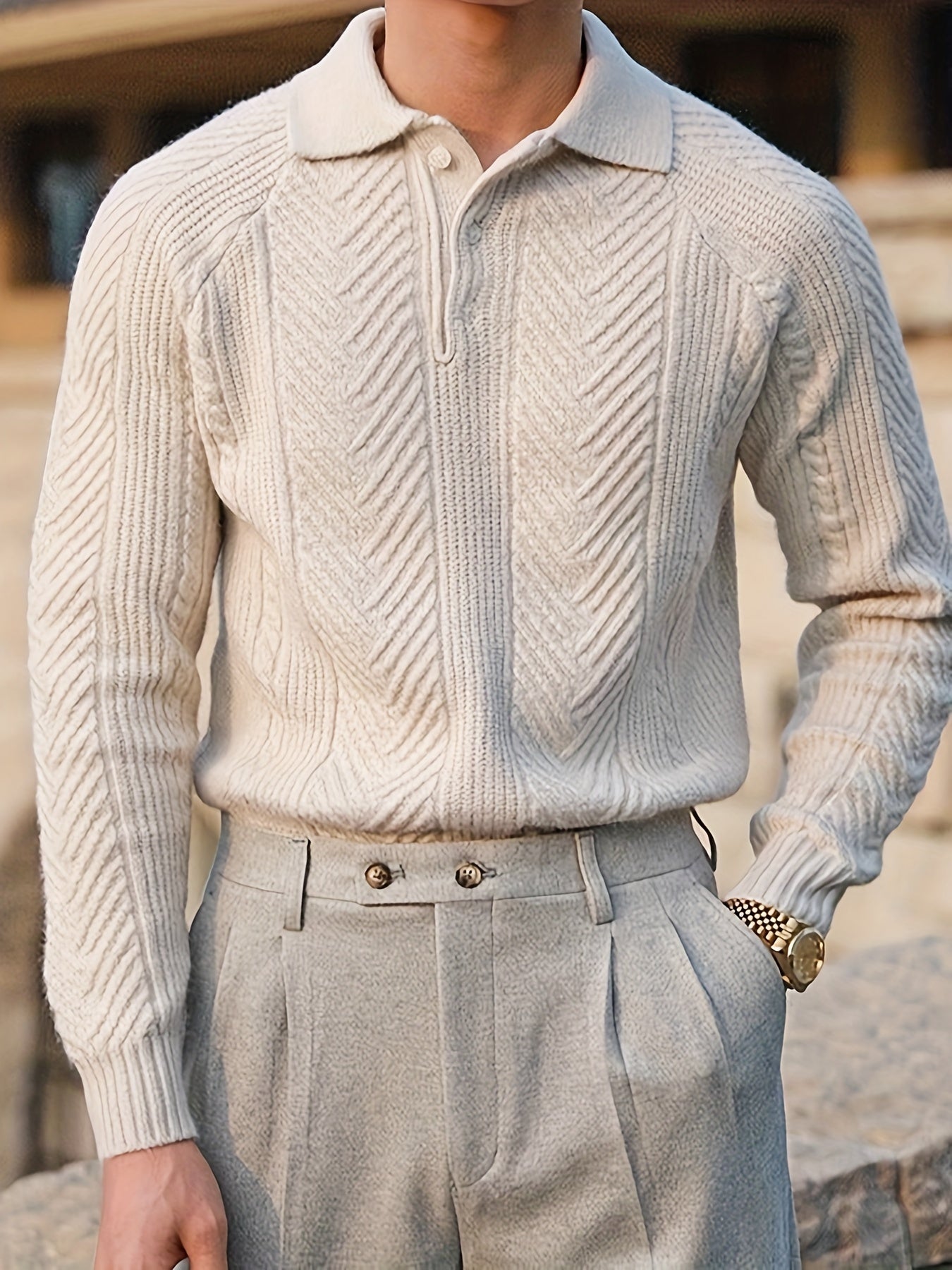 Men's Vintage-Inspired Cable Knit Shirt -