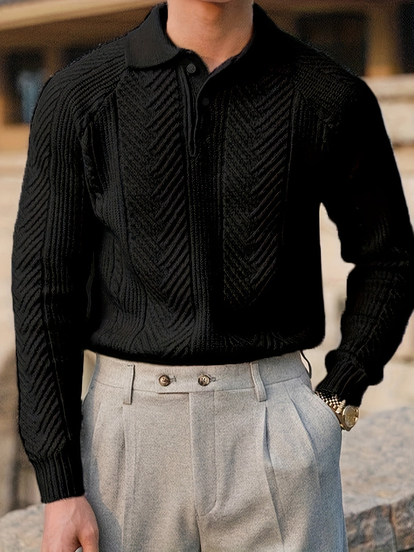 Men's Vintage-Inspired Cable Knit Shirt -