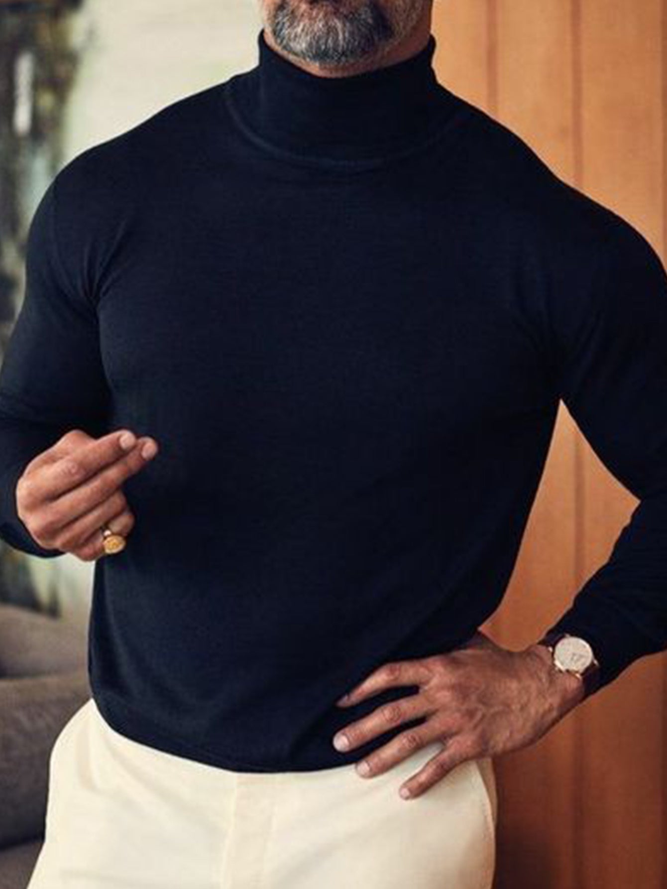 Men's  Long Sleeve Turtleneck Sweater