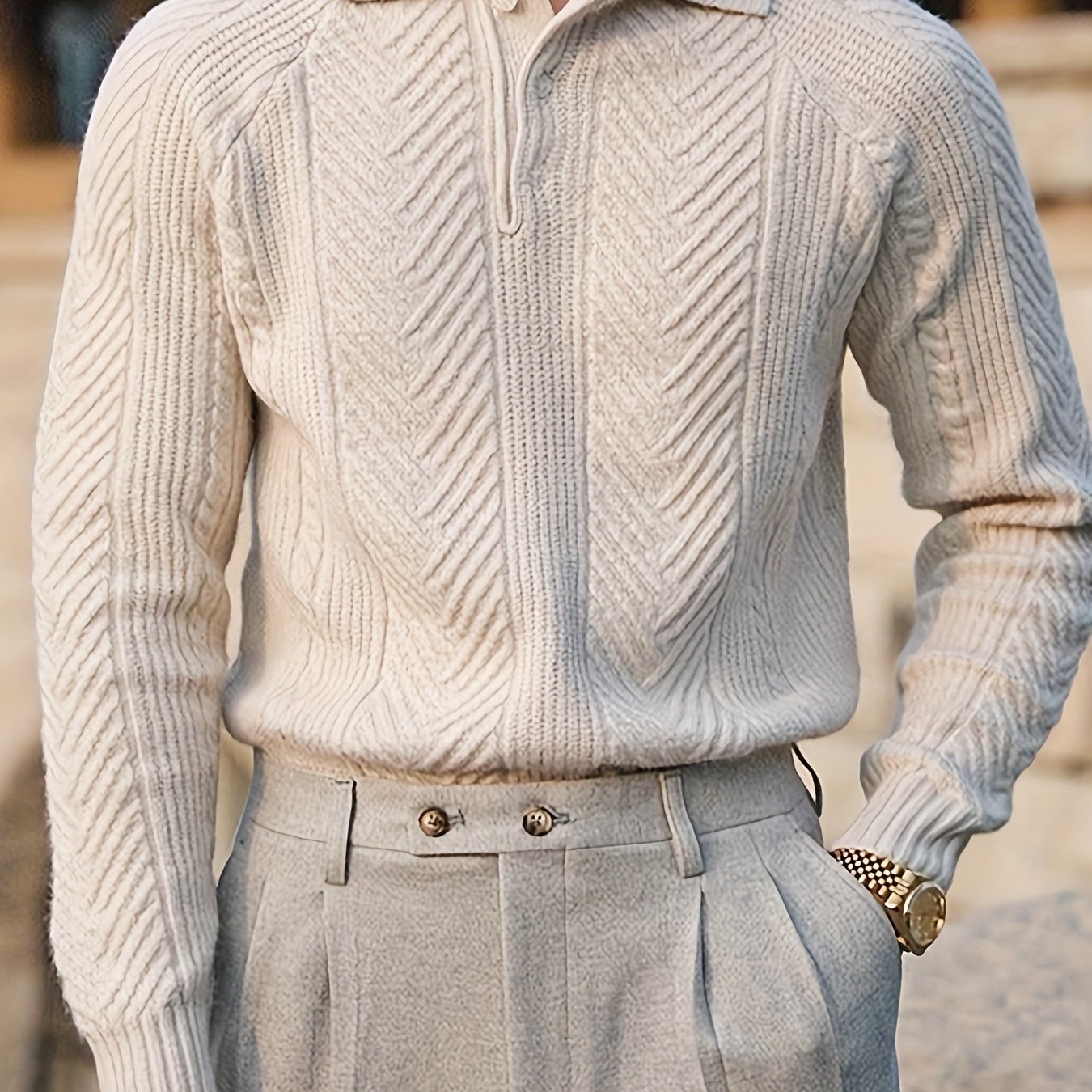 Men's Vintage-Inspired Cable Knit Shirt -