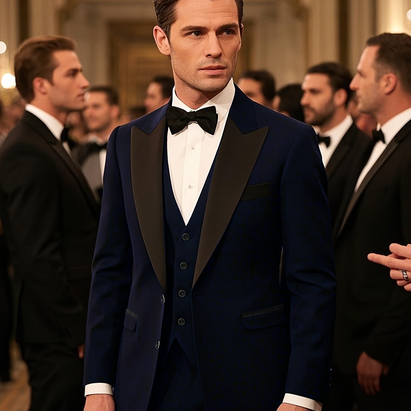 Navy Blue Tuxedo Suit.